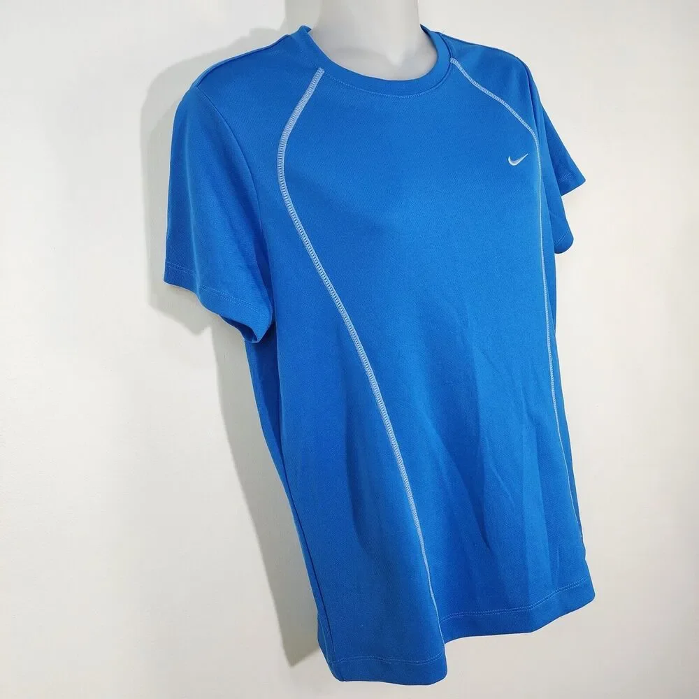 Nike Womens T Shirt Medium Blue Performance Tee Athletic Workout Gym Training